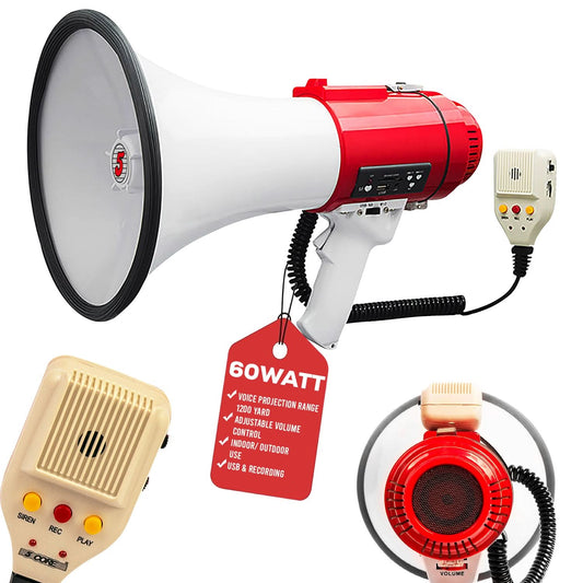 5Core Megaphone Bullhorn Speaker Pro 60W Bull Horn Non Rechargeable Cheer Megafono-0