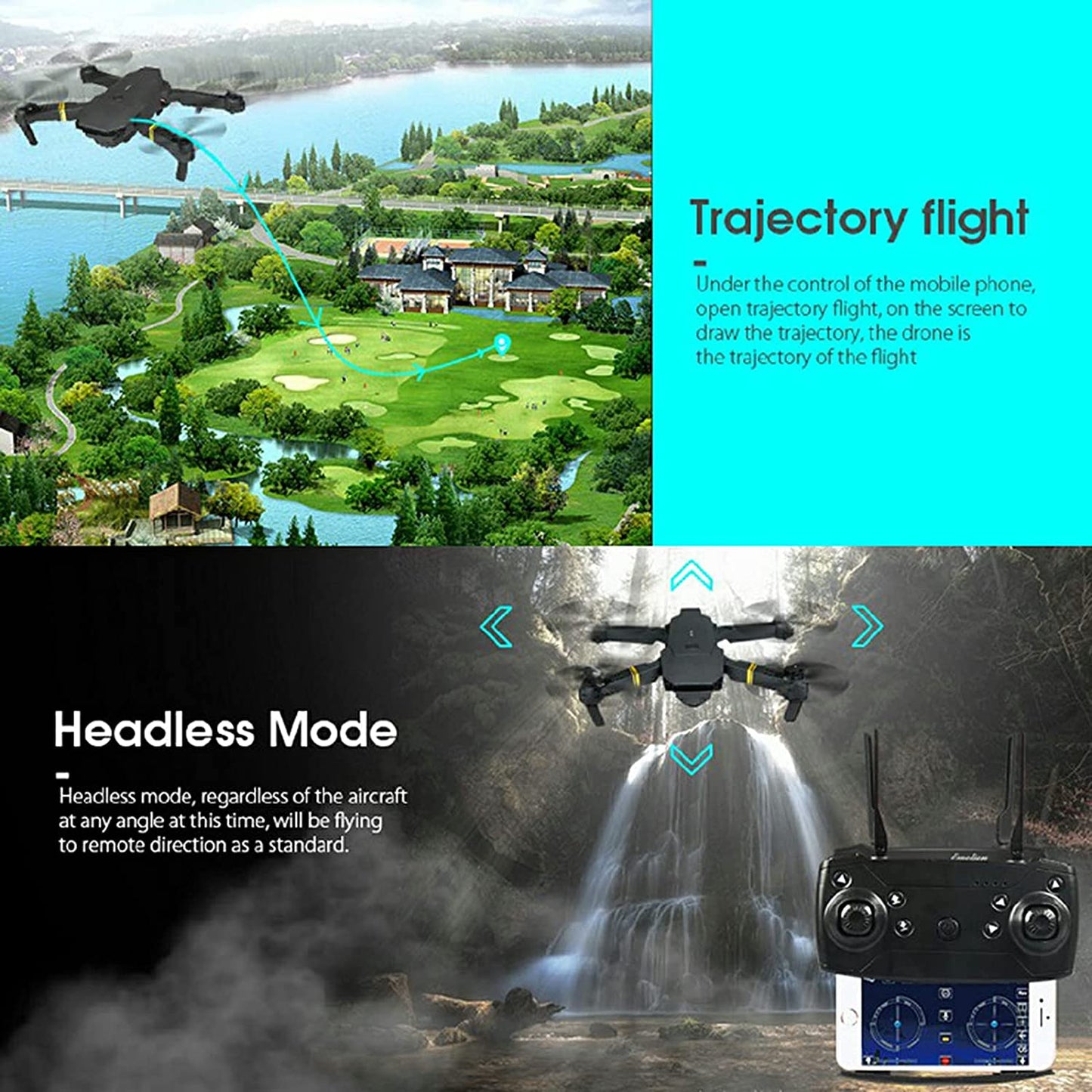 4K HD Dual Camera RC FPV WiFi Portable Wide Angle Foldable            Color: Black/Gold Quadcopter Drone