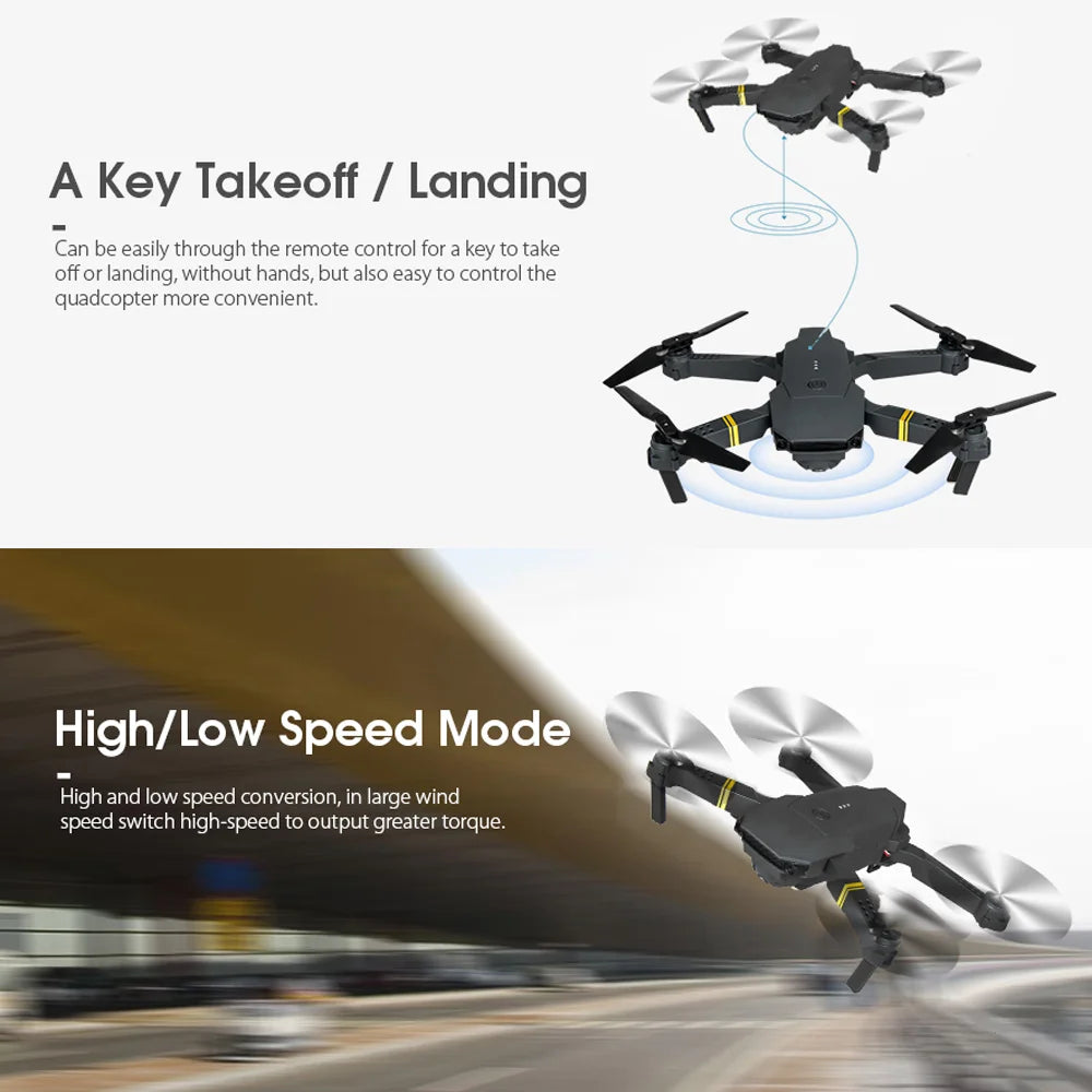 4K HD Dual Camera RC FPV WiFi Portable Wide Angle Foldable            Color: Black/Gold Quadcopter Drone