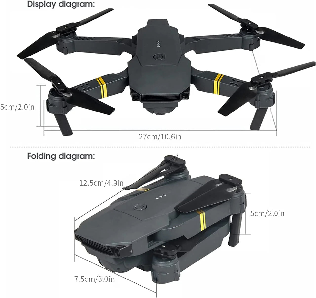 4K HD Dual Camera RC FPV WiFi Portable Wide Angle Foldable            Color: Black/Gold Quadcopter Drone
